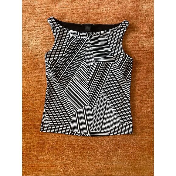 Boatneck Top W Built In Bra Graphic Stripe Stretch The Limited - Picture 1 of 4